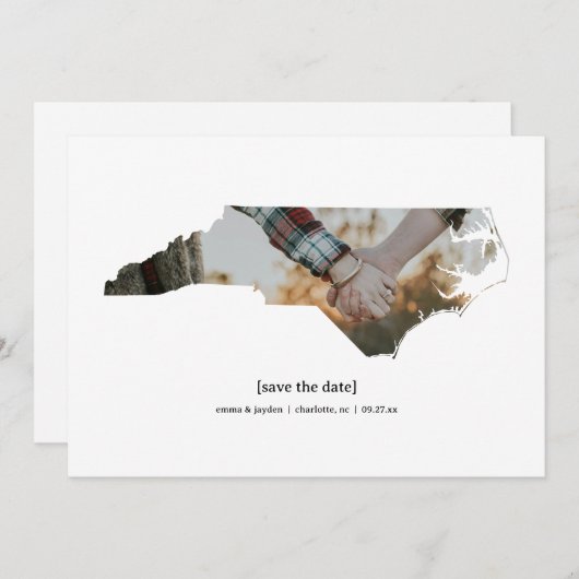 ノースカロライナ日付写真カードの保存 セーブザデート (正面/裏面)