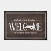 ノースカロライナ木目パーソナライズされた州 ドアマット (正面)