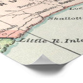 ノースカロライナ東部のヴィンテージの地図(1891) ポスター (角)