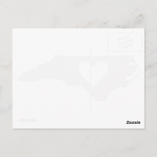 ノースカロライナ灰色の州マップの形状(ハート付き) ポストカード (裏面)