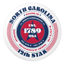 ノースカロライナ米州赤白青タイポグラフィ セラミックノブ