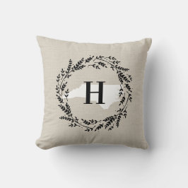 ノースカロライナ素朴リースモノグラム装飾用クッション クッション