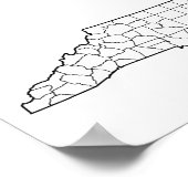 ノースカロライナ郡の空白の概要マップ ポスター (角)