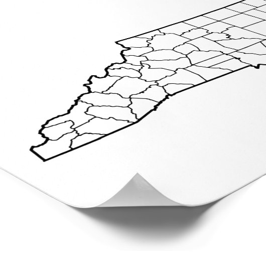 ノースカロライナ郡の空白の概要マップ ポスター (角)