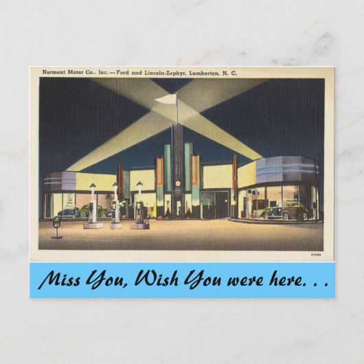 ノースカロライナ、ノルメントモーターズ、ルンバートン ポストカード (正面)