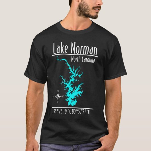 ノースカロライナ ノーマン湖 マップ Tシャツ (正面)