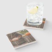 ノースカロライナ、リンビル、秋のカボチャ ストーンコースター (横)