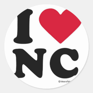 ノースカロライナ- "私はNC愛します"を"私が北CAROLINを愛する ラウンドシール