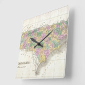 ノースカロライナ(1827年)のヴィンテージの地図 スクエア壁時計 (傾斜)