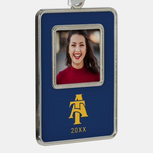 ノースカロライナA&T州大学 |ロゴ シルバープレートフレームオーナメント (右)