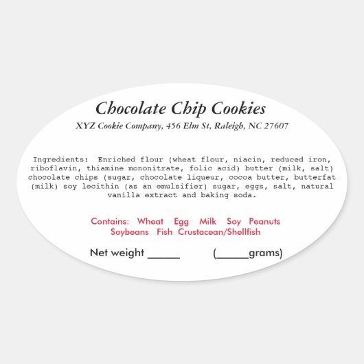 ノースカロライナNCコテージローレーベルベーカリー 楕円形シール (正面)