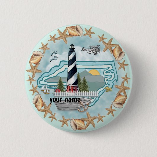 ノースカロリーナシェルズライトハウス 缶バッジ (正面)