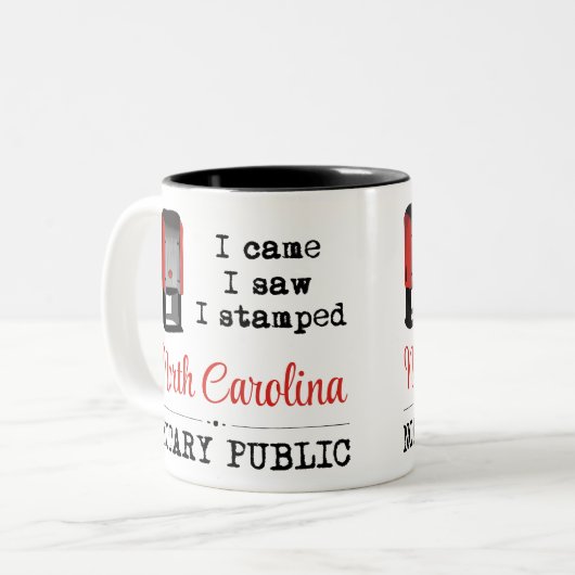 ノースカ来ロロライナ公証印紙を見た ツートーンマグカップ (正面左)