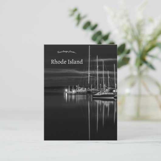 ノースキングスタウンのロードアイランド島のボート ポストカード (スタンド正面)