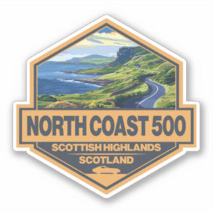 ノースコースト500スコットランド旅行アートバッジ シール