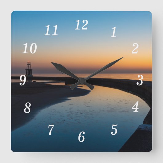 ノースシカゴライトハウスドーンウォールクロック スクエア壁時計 (正面)