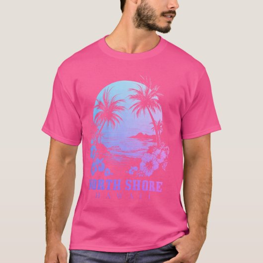 ノースショアオアフハワイハワイアンハイビスカスサーファーS Tシャツ (正面)