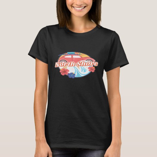 ノースショアサーフィンサーフハワイレトロ Tシャツ (正面)