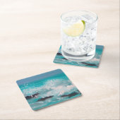"ノースショア波" 1、油絵 スクエアペーパーコースター (インサイチュ)