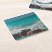 "ノースショア波" 2、油絵 スクエアペーパーコースター (アングル)