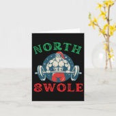 ノーススウォール面白マッスルサンタクリスマスボディビル カード (黄色い花)