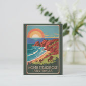 ノースストラドブロークアイランドカンガルーイラストレーション ポストカード (スタンド正面)