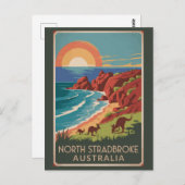 ノースストラドブロークアイランドカンガルーイラストレーション ポストカード (正面/裏面)