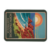 ノースストラドブロークアイランドカンガルーイラストレーション マグネット (横)