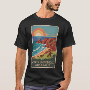 ノースストラドブロークアイランドカンガルーイラストレーション Tシャツ