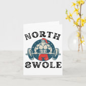 ノーススワールおもしろいトレーニングサンタクリスマスボディビル カード (黄色い花)