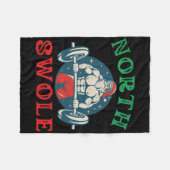 ノーススワール筋おもしろいサンタクリスマスボディビルド フリースブランケット (正面(横))