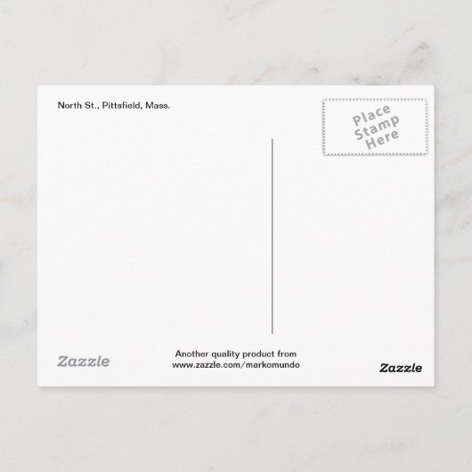 ノースセント、ピッツフィールド、MAヴィンテージ ポストカード (裏面)