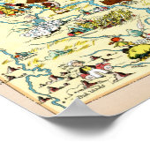 ノースダコタおもしろいヴィンテージの地図 ポスター (角)