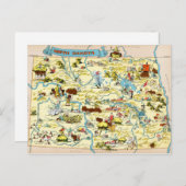 ノースダコタおもしろいヴィンテージの地図 ポストカード (正面/裏面)