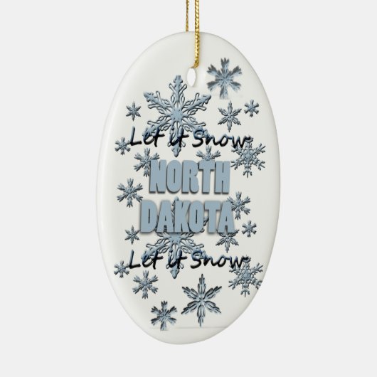 ノースダコタのクリスマス飾りに雪をかける セラミックオーナメント (右)
