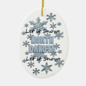 ノースダコタのクリスマス飾りに雪をかける セラミックオーナメント (正面)