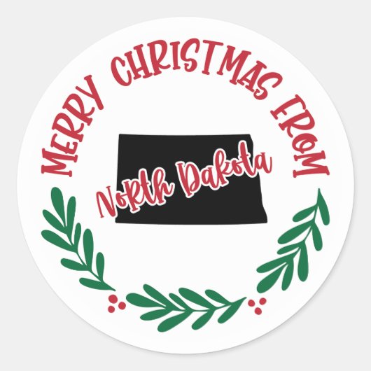 ノースダコタのホリデーステッカー ラウンドシール (正面)