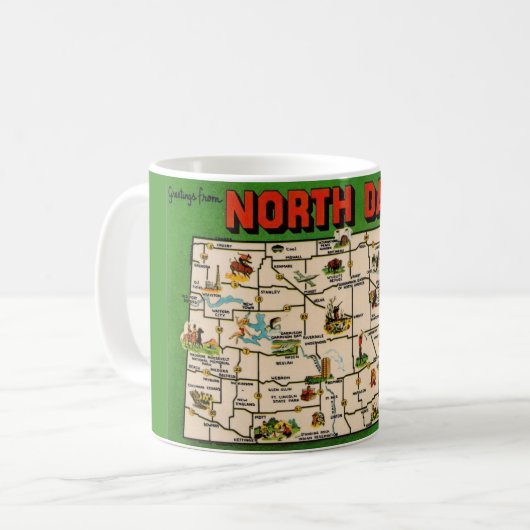 ノースダコタの地図マグカップ コーヒーマグカップ (正面左)