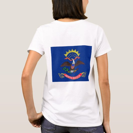 ノースダコタの女子フリースジップジョガー国旗 Tシャツ (裏面)