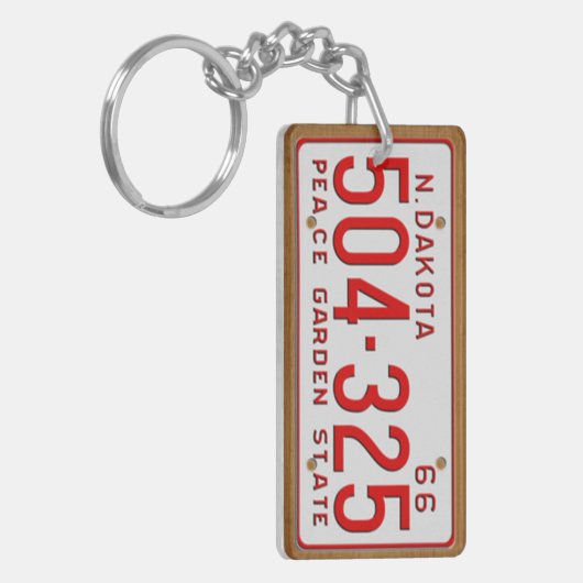 ノースダコタの1966年のヴィンテージのナンバープレートKeychain キーホルダー (正面左)