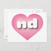 ノースダコタピンクフェードハート – 私は愛し、 ポストカード (正面/裏面)