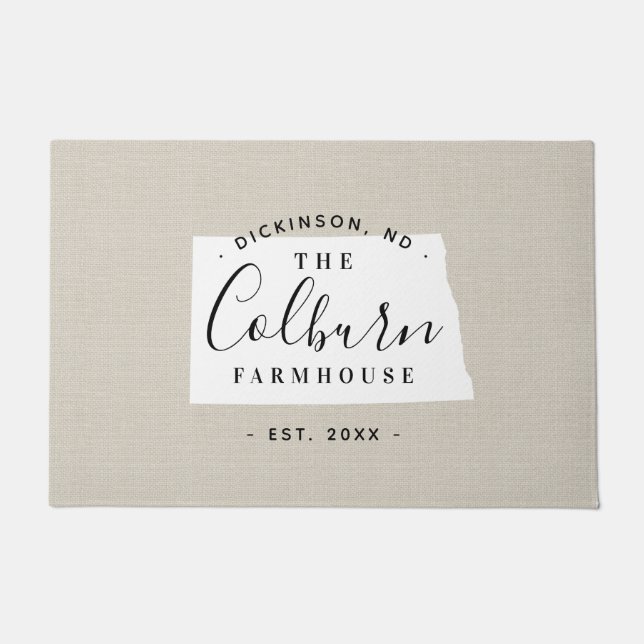 ノースダコタファミリーモノグラム州書類 ドアマット (正面)