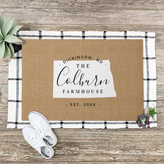 ノースダコタファミリーモノグラム州書類 ドアマット