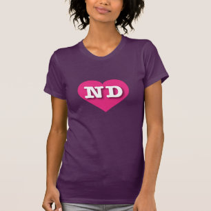 ノースダコタホットピンクハート- I love ND Tシャツ