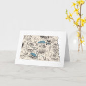 ノースダコタヴィンテージ写真マップ挨拶 カード (黄色い花)