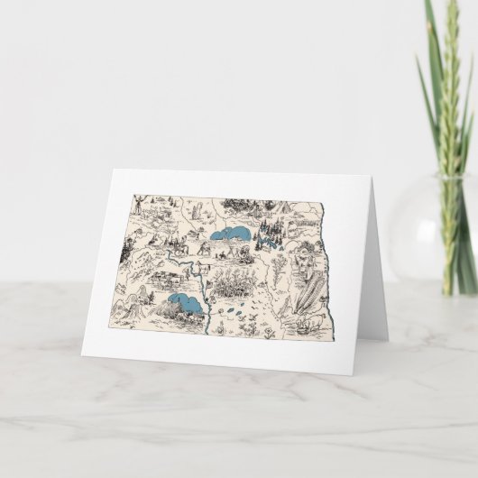 ノースダコタヴィンテージ写真マップ挨拶 カード (正面)