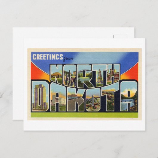 ノースダコタ州からのヴィンテージの挨拶 ポストカード (正面/裏面)