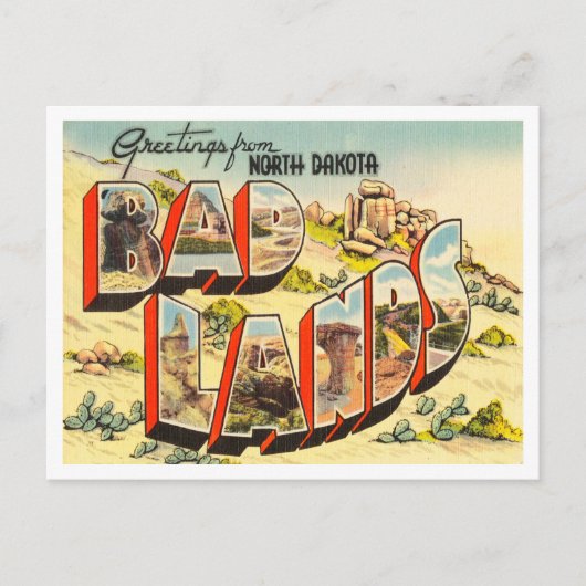 ノースダコタ州からの挨拶、バッドランド旅行 ポストカード (正面)