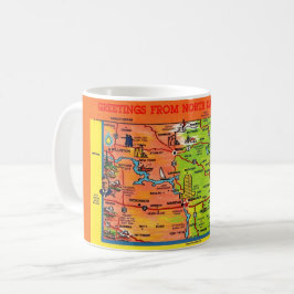 ノースダコタ州のカラフルなイラストマップマグ コーヒーマグカップ