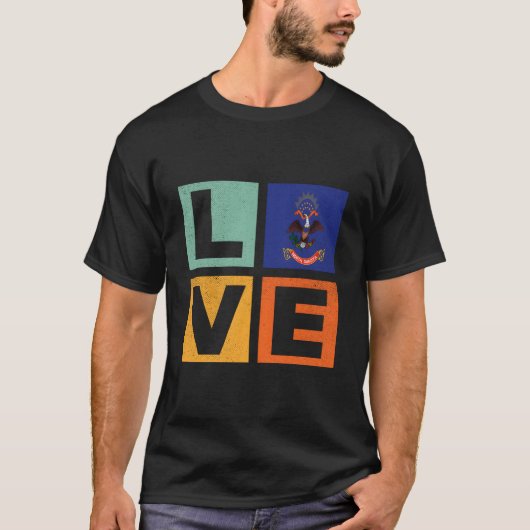 ノースダコタ州の旗 愛 ノースダコタ Tシャツ (正面)